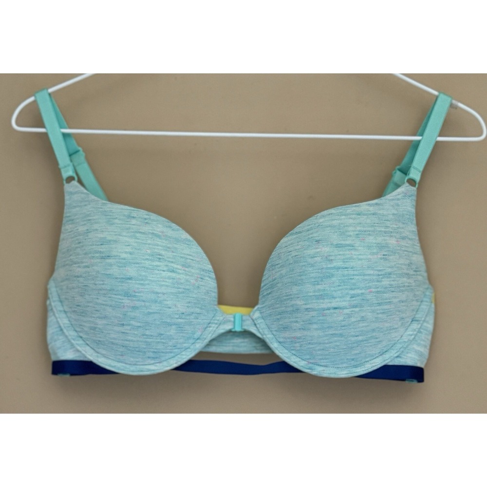 VICTORIA'S SECRET Bra Women's 34D Aqua Blue Strappy Back Accent Push-Up